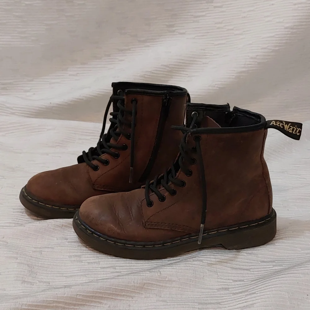 Dr. Martens Brown Kids Lace-Up Combat Boots Size 2